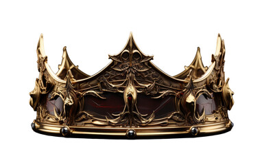 A stunning gold crown adorned with vibrant red stones shines elegantly