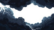 Dark clouds with thunder flash flat vector isolated on