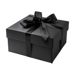 Wall Mural - black box with a black ribbon tied around it