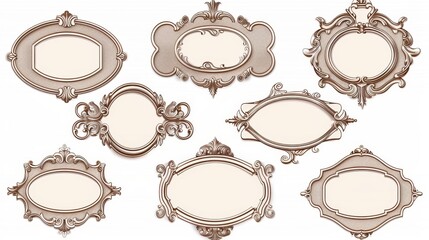 Wall Mural - A set of colorful designs in European classic style on an isolated white background. Illustration