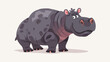 Hippo isolated on white background flat