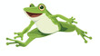 Green frog jumping flat vector isolated