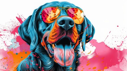 Portrait of a Labrador Retriever dog with sunglasses. Vector illustration.