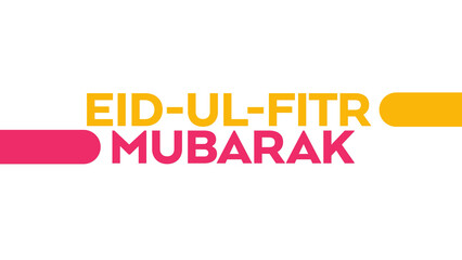 eid al fitr mubarak colorful pink yellow banner illustration text great for celebrating and wishing 