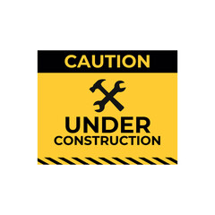 Under construction vector sign isolated on white background.