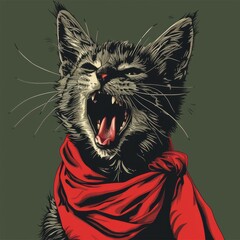 Canvas Print - a cat with a red scarf