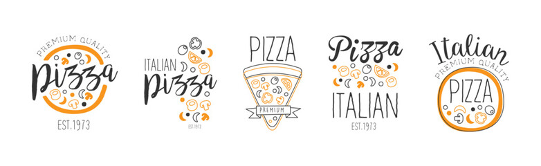 Sticker - Italian Pizza Food Restaurant Menu Logo and Label Vector Set