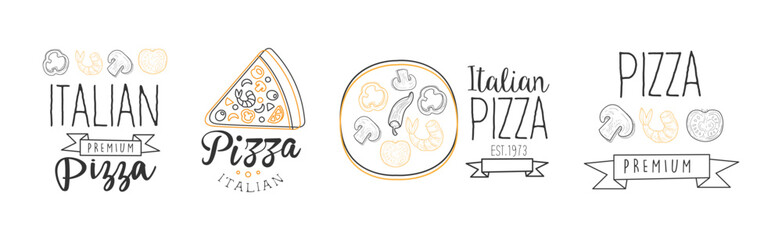 Wall Mural - Italian Pizza Food Restaurant Menu Logo and Label Vector Set