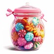 a jar of colorful candies