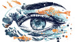 Vector creative illustration of eyes with fish
