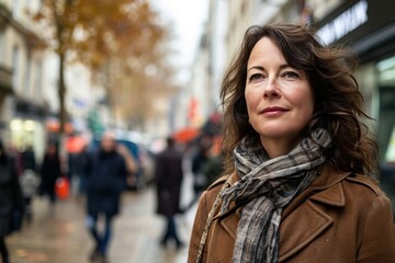 Canvas Print - Portrait of mature woman in Paris, France. Looking at camera.