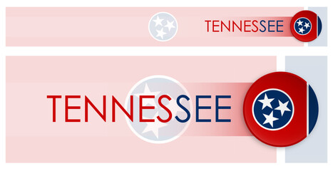 Wall Mural - Tennessee US state horizontal web banner in modern neomorphism style. Webpage Tennessee election header button for mobile application or internet site. Vector
