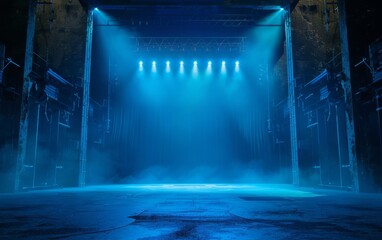 Wall Mural - Scene, stage light with colored lights and smoke