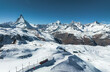 Famous Matterhorn peak with Gornergrat train in Zermatt area, Switzerland