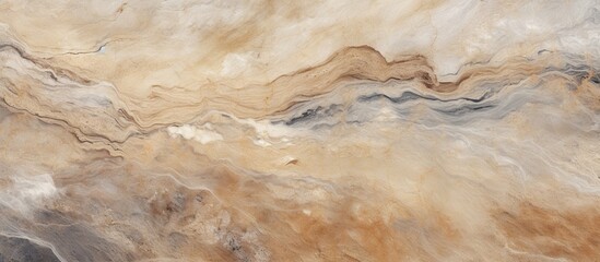 Poster - Brown and white marble featuring a distinctive black and white stripe pattern, captured in a close-up view