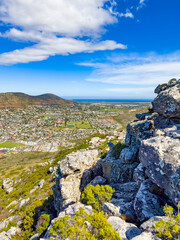 Wall Mural - Fish Hoek residential neighborhood viewed from the top of mountain.