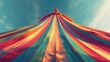 colorful circus striped tent against the background of the summer sky Generative AI