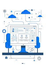 Customer relationship management service, flat illustration.