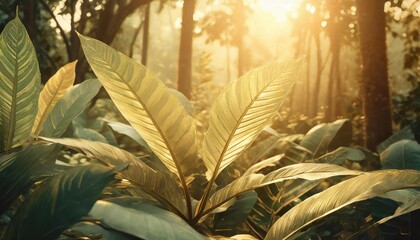 Poster - illustration of green nature leaves in the jungle perfect for wallpaper