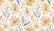 dainty abstract flower bright and cute colors pattern simple neutral flowers on white background seamless pattern of elegant dainty neutral watercolor floral for fabric home decor and wrapping