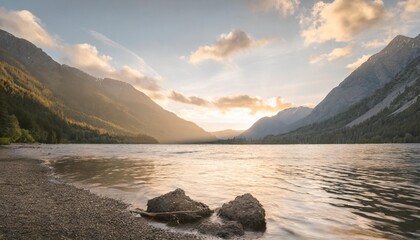 Canvas Print - lake in the mountains generative ai