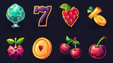 Fototapeta Sport - Set of slot game icon with colorful on dark background, Illustration