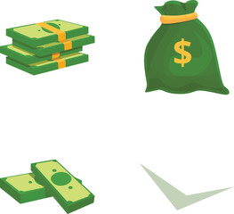 Poster - Money icons set cartoon vector. Cash money. Banking, finance and wealth