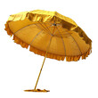Yellow beach umbrella PNG. Yellow parasol for beach use isolated. Beach umbrella or parasol for sun protection PNG