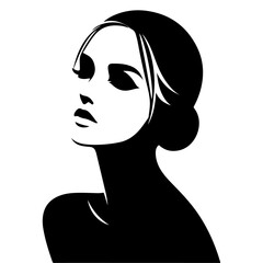 Wall Mural - Beautiful young woman portrait, vector black color silhouette, Black color silhouette 2