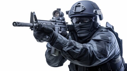 Wall Mural - Portrait of a special police force SWAT tactical team soldier