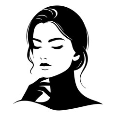 Wall Mural - Beautiful young woman portrait, vector black color silhouette, Black color silhouette 24