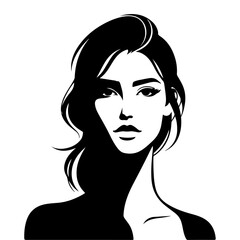 Wall Mural - Beautiful young woman portrait, vector black color silhouette, Black color silhouette