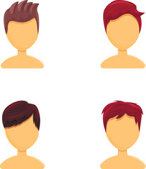 Poster - People avatar icons set cartoon vector. Different male avatar. Faceless character, anonymous
