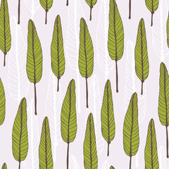 Wall Mural - Leaves seamless pattern illustration, vector background