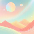 illustration of full moon with mountains pastel gradient