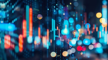 Aufkleber - Generative AI : Stock market chart,Stock market data on LED display concept.