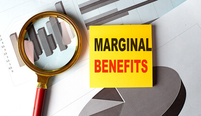Poster - MARGINAL BENEFITS text on sticky on chart background