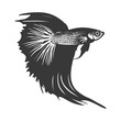 Silhouette guppy fish animal black color only full body
