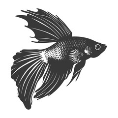 Wall Mural - Silhouette guppy fish animal black color only full body