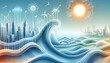 Warming Waves A banner illustrating the warming waves of El Niño with heatwave abstract patterns. in financial growth and innovation abstract theme