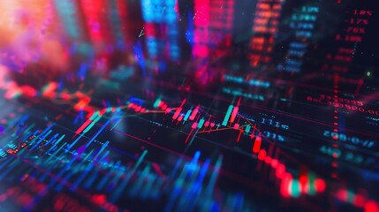 Poster - Generative AI : Stock market chart,Stock market data on LED display concept.