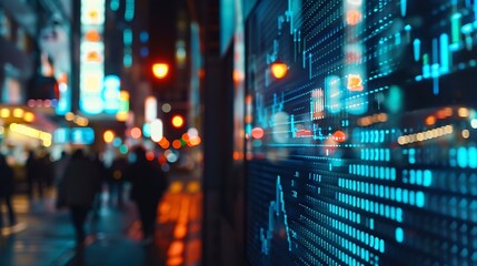 Poster - Generative AI : Stock market chart,Stock market data on LED display concept.