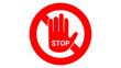 Red stop icon symbol with hand, no, sign. Stop prohibition symbol. Red ban icon. vector illustration.