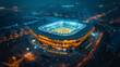 champions league stadium at night, drone view, world Olympic, world sports day, Generative Ai