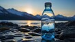 An unopened bottle of crystal clear water in the heart of Alaska's pristine mountains and glaciers.
