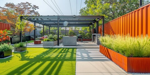 Poster - a modern industrial-style backyard