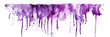 Purple dripped watercolor paint stain on transparent background.