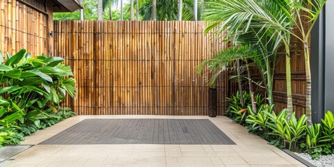 Poster - Bamboo fencing wrapping around the outdoor space