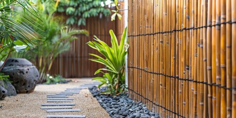 Wall Mural - Bamboo fencing wrapping around the outdoor space