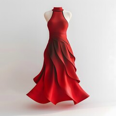 Poster - red 3D Midi dress Mock up